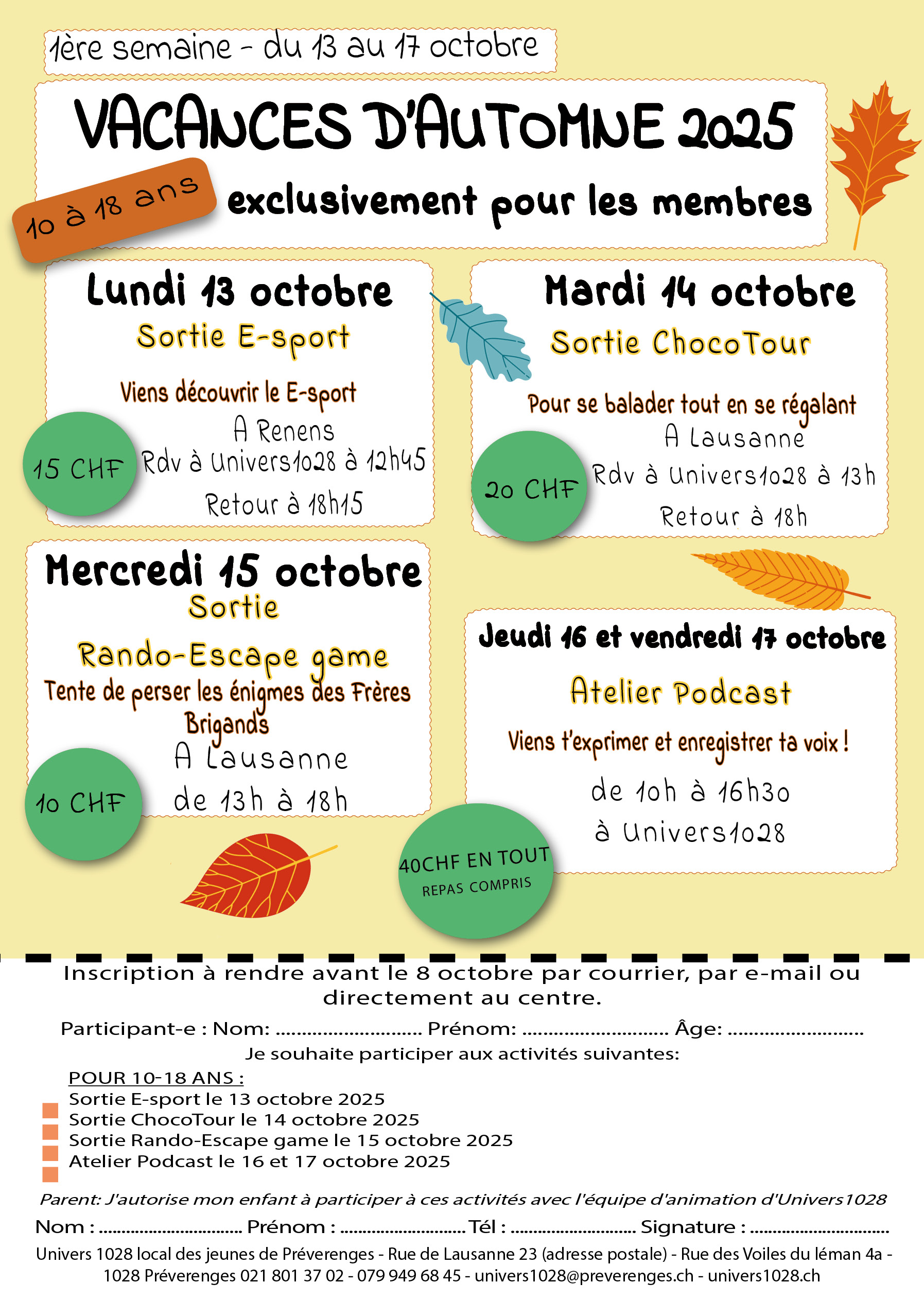Flyers vacances d'octobre 20252